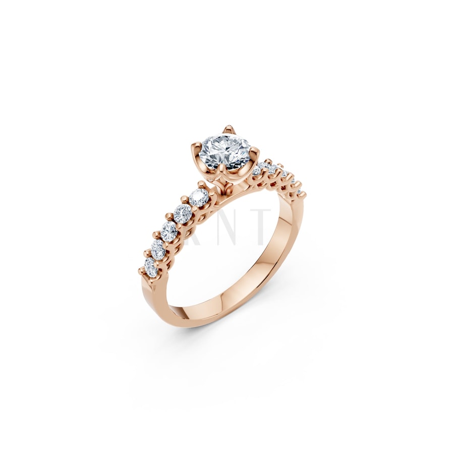 Nhẫn đính hôn đá cao cấp R258 vàng hồng Rose Gold họa tiết ấn tượng, cá tính