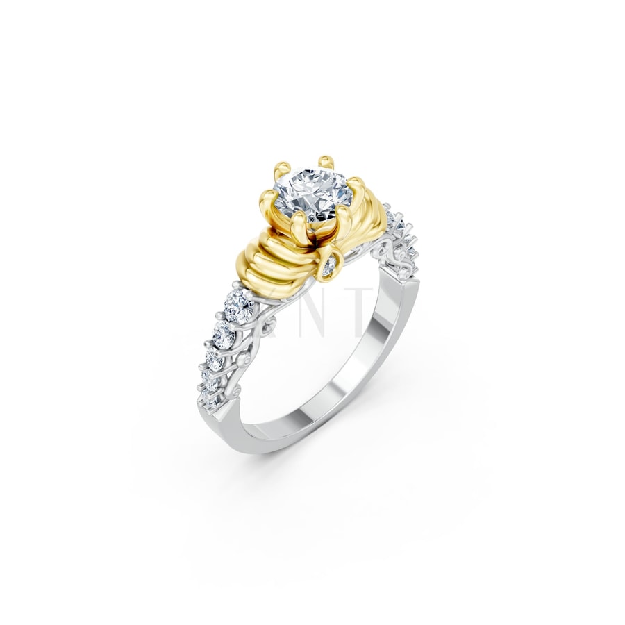 Nhẫn đính hôn đá cao cấp R418 – ADA phối màu Dual Color họa tiết ấn tượng, cá tính