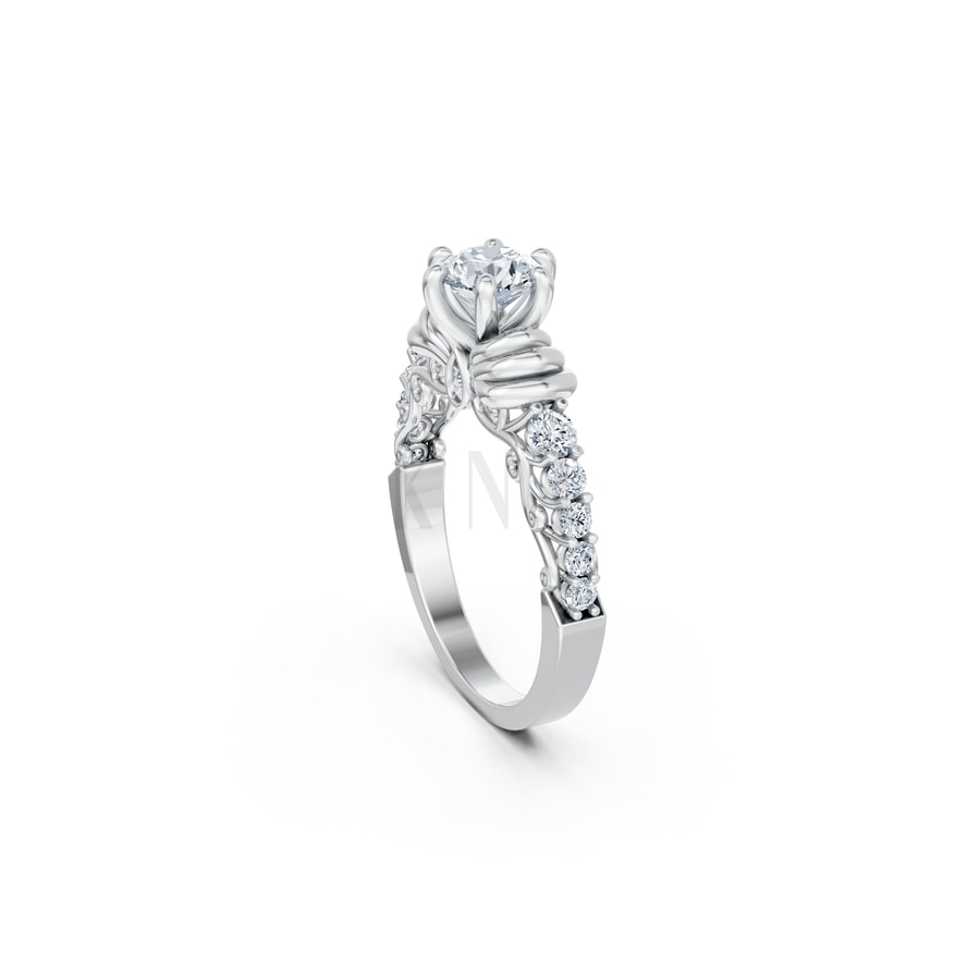 Nhẫn đính hôn đá cao cấp R418 – ADA vàng trắng White Gold vàng sáng, đường nét sắc sảo, tinh tế