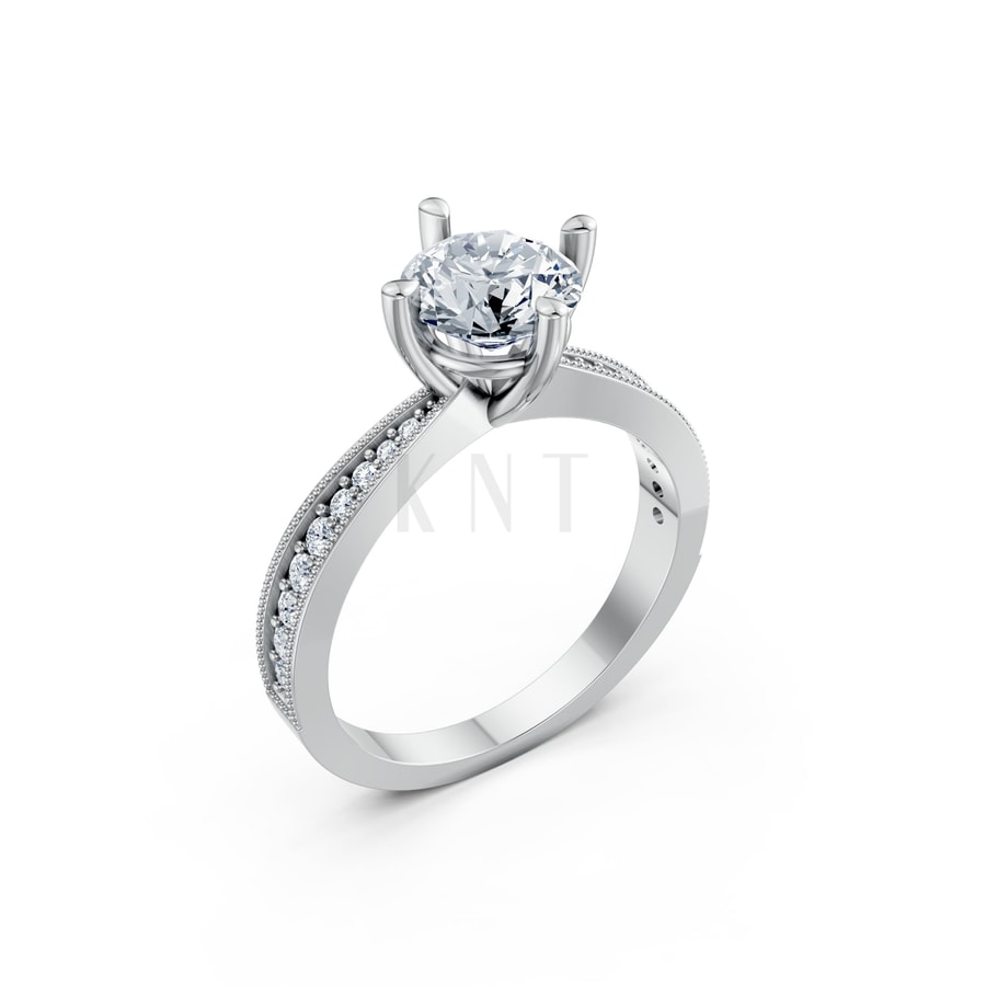 Nhẫn đính hôn đá Moissanite RM10 – ARDEN vàng trắng White Gold kiểu dáng hiện đại, nổi bật