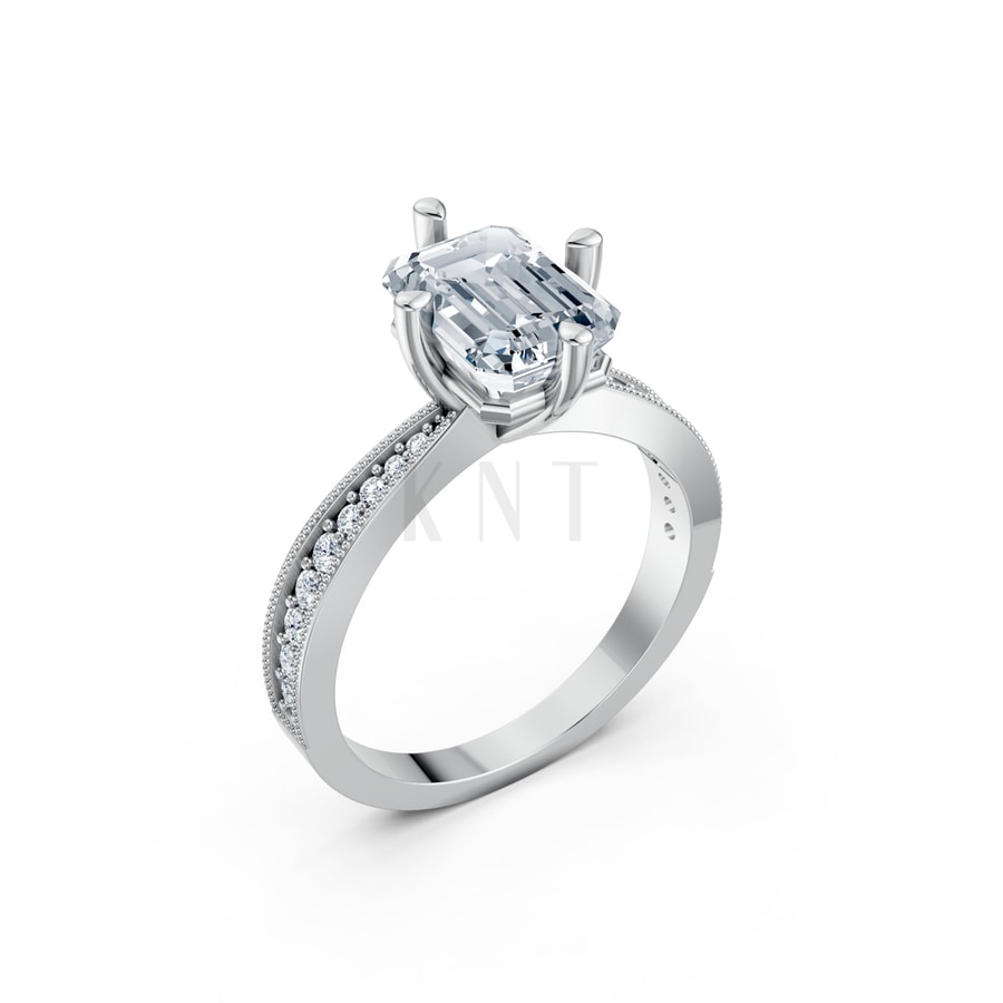 Nhẫn đính hôn đá Moissanite RM11 – ARABELLA vàng trắng White Gold kiểu dáng hiện đại, nổi bật