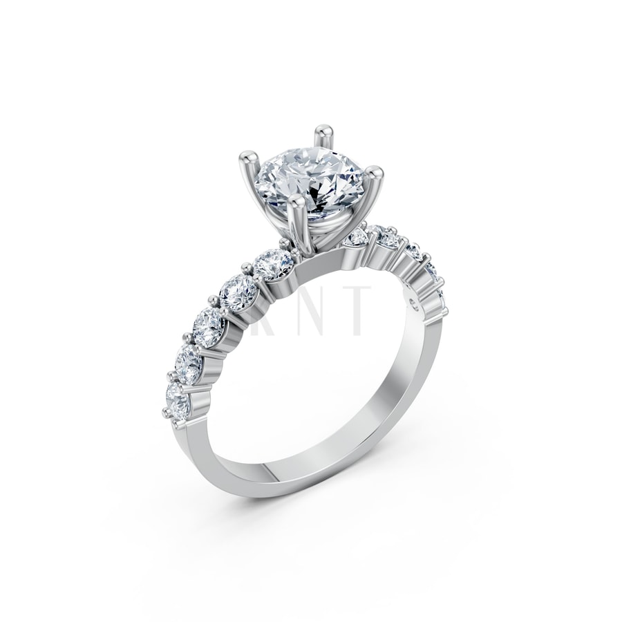 Nhẫn đính hôn đá Moissanite RM21 – ANTONELLA vàng trắng White Gold kiểu dáng hiện đại, nổi bật