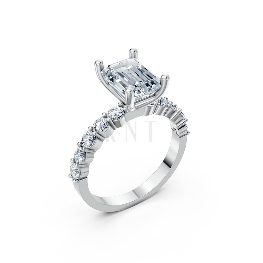 Nhẫn đính hôn đá Moissanite RM23 – ANNIKA vàng trắng White Gold kiểu dáng hiện đại, nổi bật