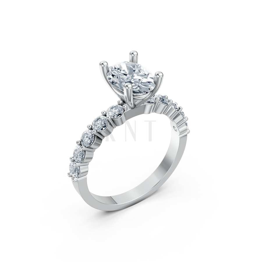 Nhẫn đính hôn đá Moissanite RM24 – ANNE vàng trắng White Gold kiểu dáng hiện đại, nổi bật