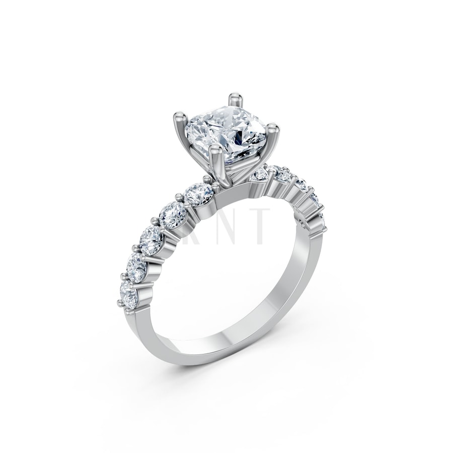 Nhẫn đính hôn đá Moissanite RM25 – AMANDA vàng trắng White Gold kiểu dáng hiện đại, nổi bật