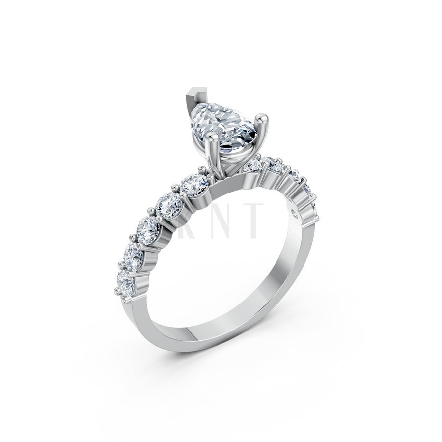 Nhẫn đính hôn đá Moissanite RM26 – AMALIA vàng trắng White Gold kiểu dáng hiện đại, nổi bật