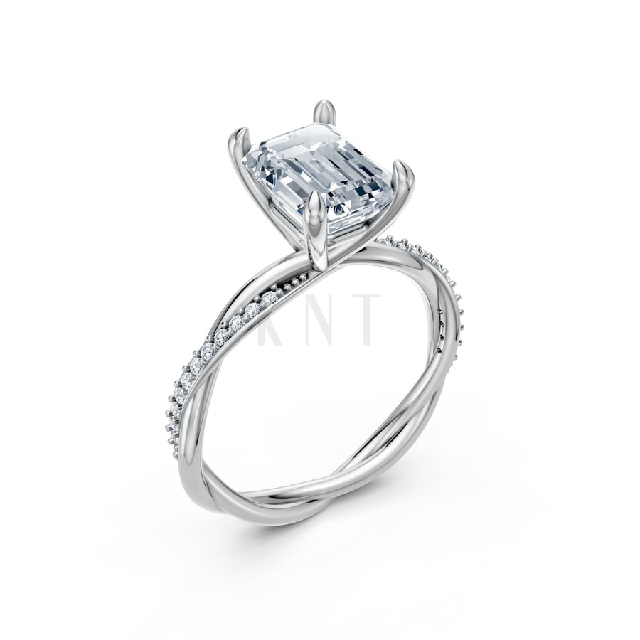 Nhẫn đính hôn đá Moissanite RM6 – AUBREY vàng trắng White Gold kiểu dáng hiện đại, nổi bật