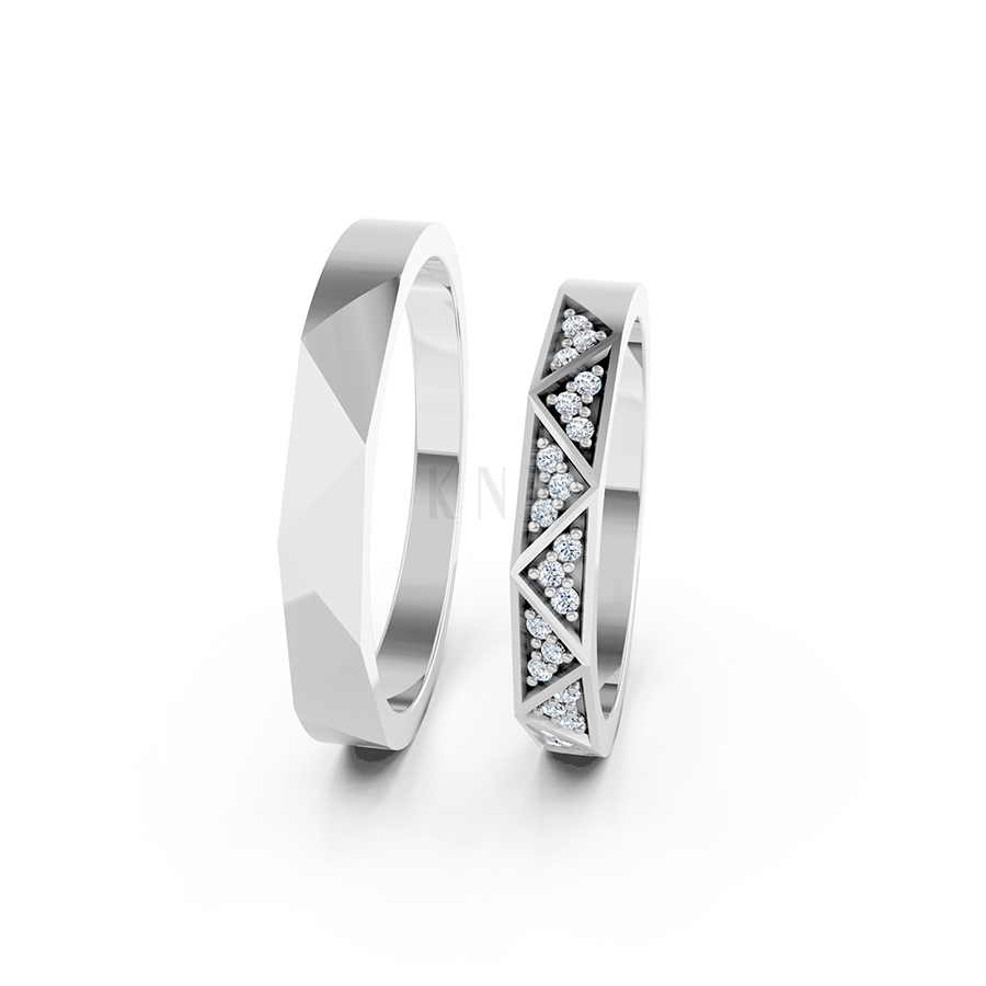 Nhẫn cưới A109 vàng trắng White Gold kiểu dáng cá tính, hiện đại