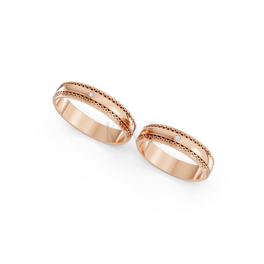 Nhẫn cưới A151 vàng hồng Rose Gold phong cách trẻ trung, nổi bật