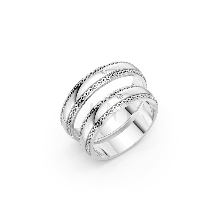 Nhẫn cưới A151 vàng trắng White Gold kiểu dáng hiện đại, nổi bật