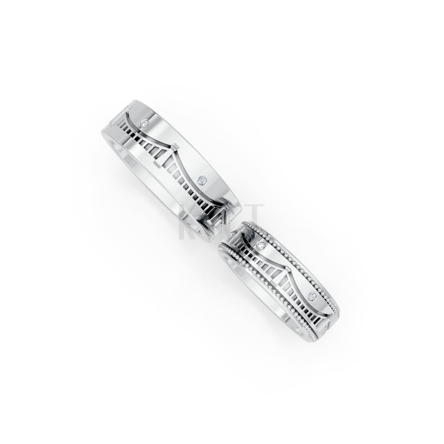 Nhẫn Cưới Collab Hungary – CL33 vàng trắng White Gold kiểu dáng cá tính, hiện đại