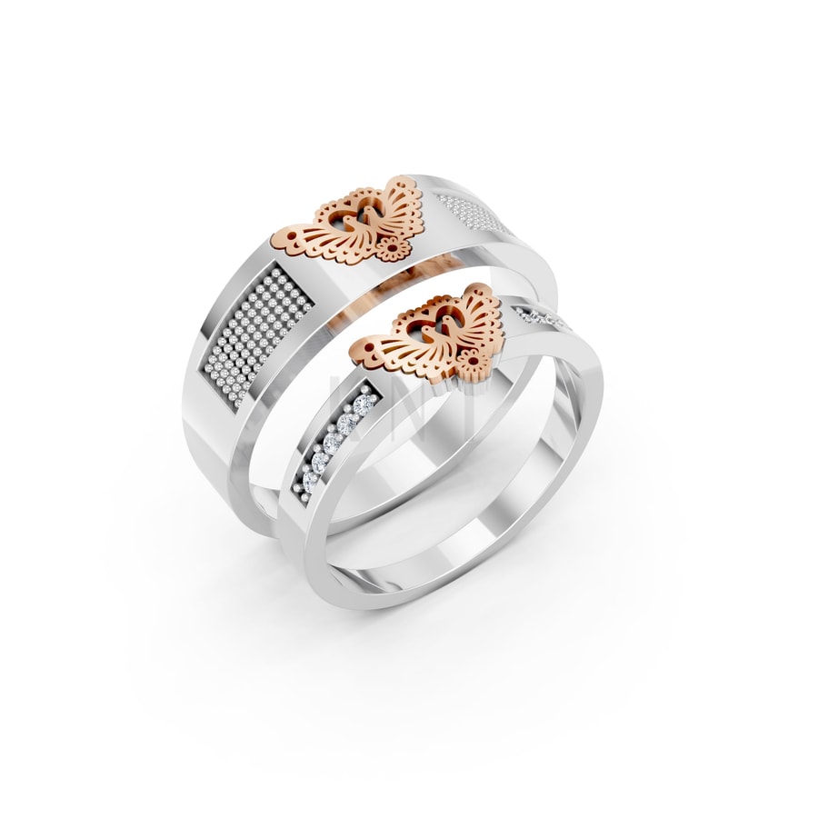 Nhẫn cưới E885 phối màu Dual Color họa tiết ấn tượng, cá tính