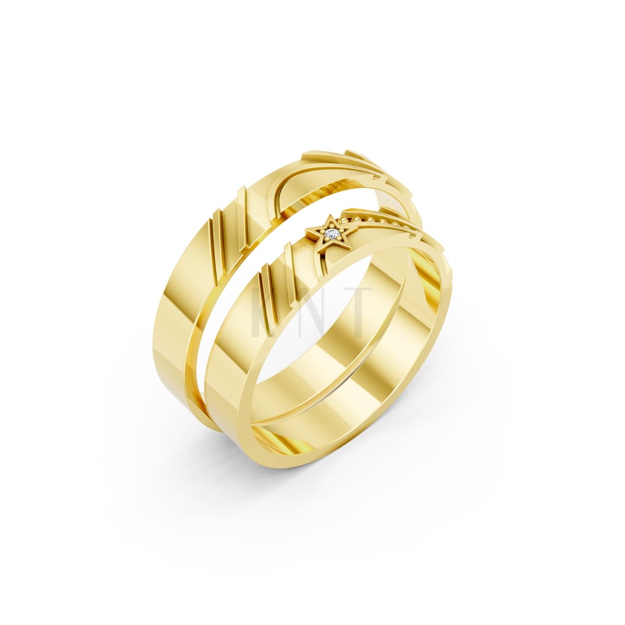 Nhẫn cưới E908 Vàng Gold thiết kế tinh tế, sang trọng