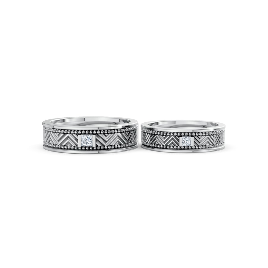 Nhẫn cưới F202 vàng trắng White Gold thiết kế trẻ trung, hiện đại