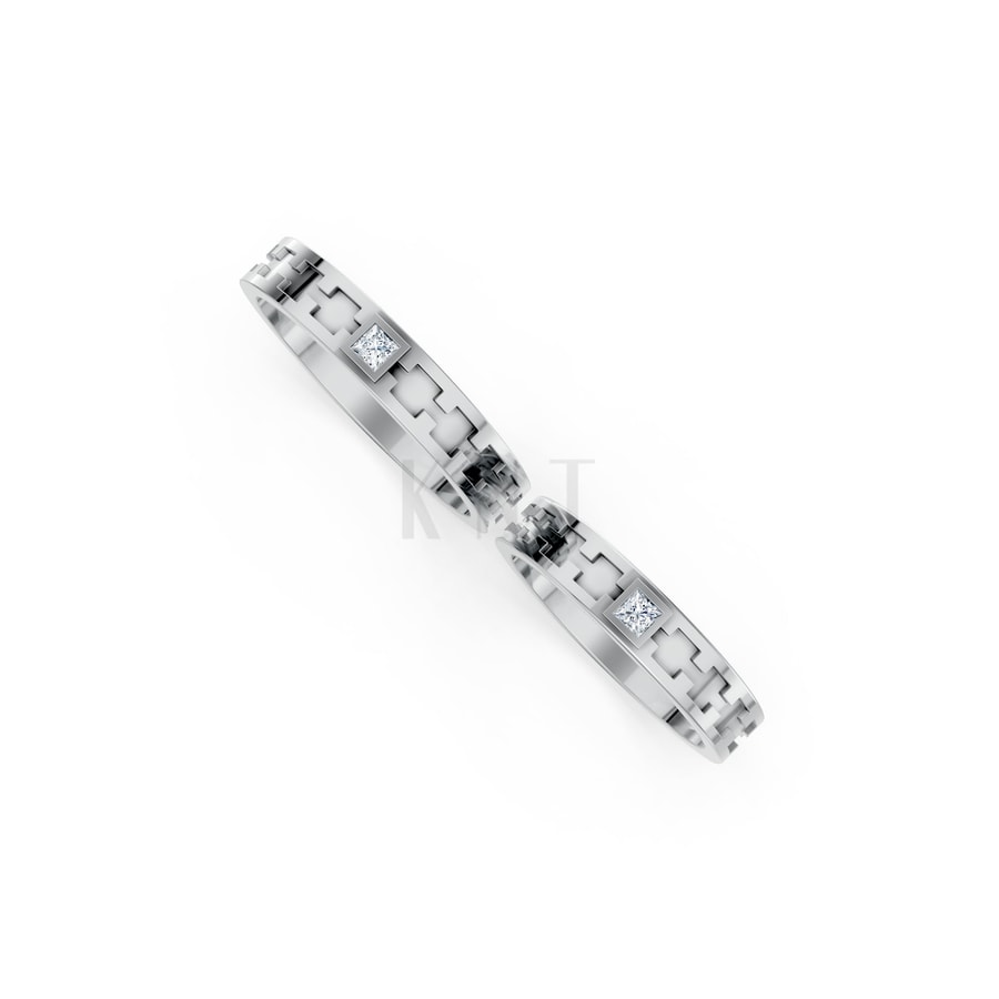 Nhẫn cưới F307 vàng trắng White Gold thiết kế trẻ trung, hiện đại