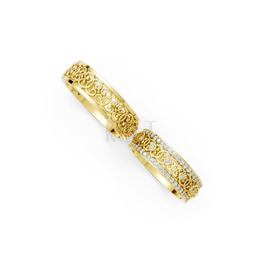 Nhẫn cưới F326 Vàng Gold thiết kế phá cách, sang trọng