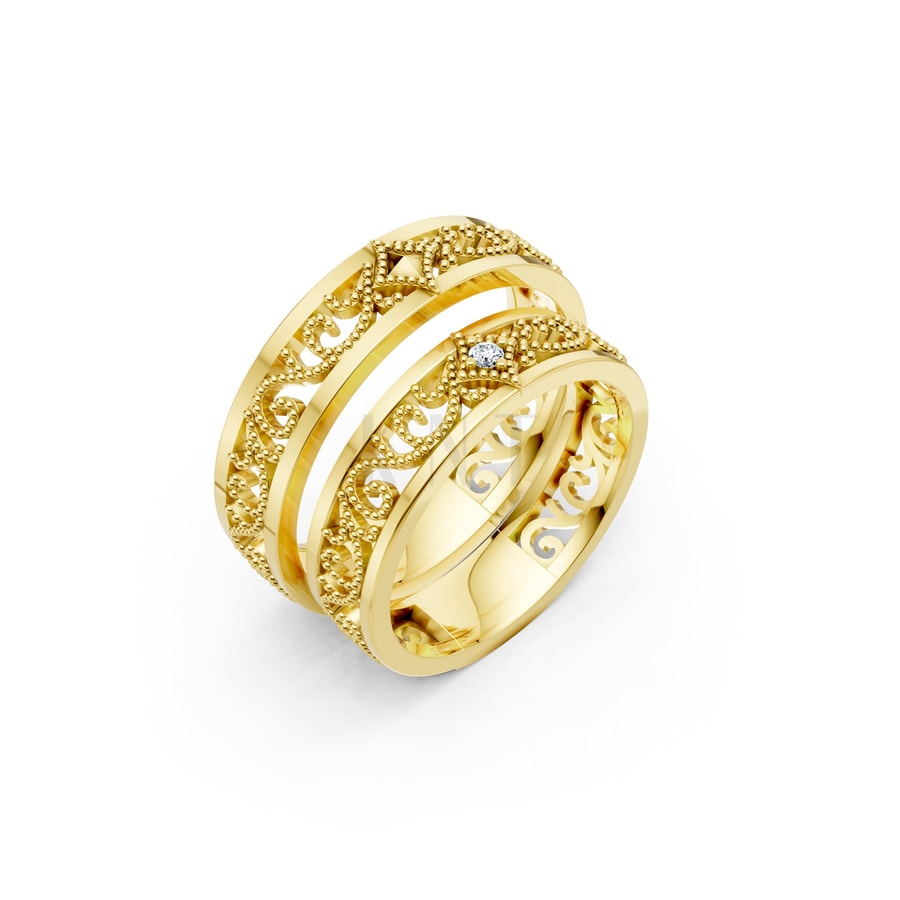 Nhẫn cưới F51 Vàng Gold thiết kế tinh tế, sang trọng