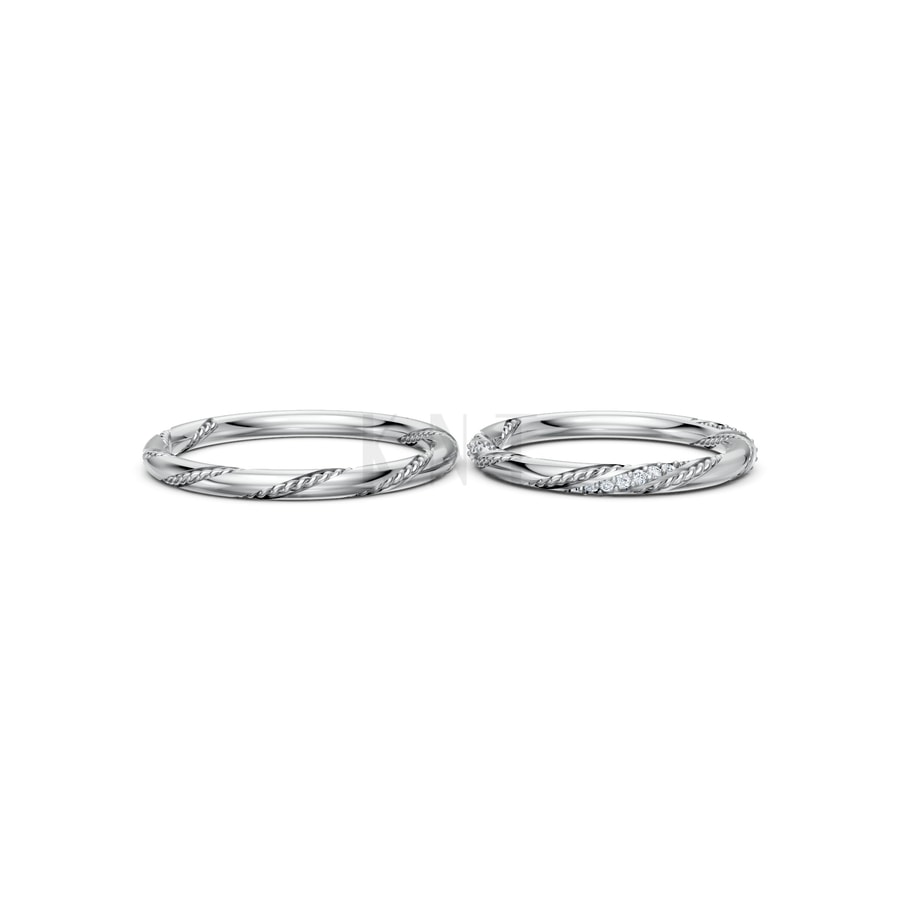 Nhẫn cưới H69 vàng trắng White Gold kiểu dáng cá tính, hiện đại