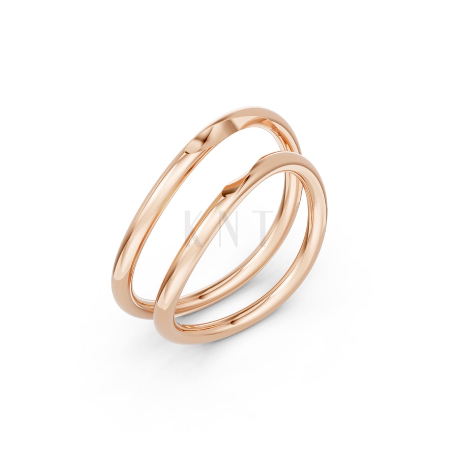 Nhẫn cưới H83 vàng hồng Rose Gold họa tiết ấn tượng, cá tính