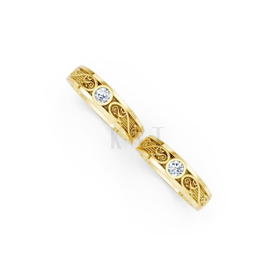 Nhẫn cưới hoa văn F32 Vàng Gold vàng 10K/14K/18K/607 cao cấp, thanh lịch