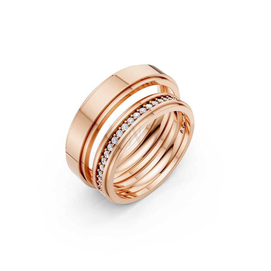 Nhẫn cưới S213 vàng hồng Rose Gold họa tiết ấn tượng, cá tính