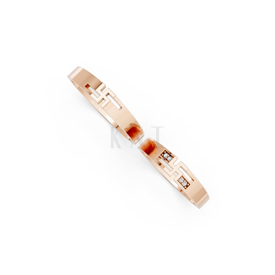 Nhẫn cưới S222 vàng hồng Rose Gold vàng đẹp, kiểu dáng trẻ trung, độc đáo