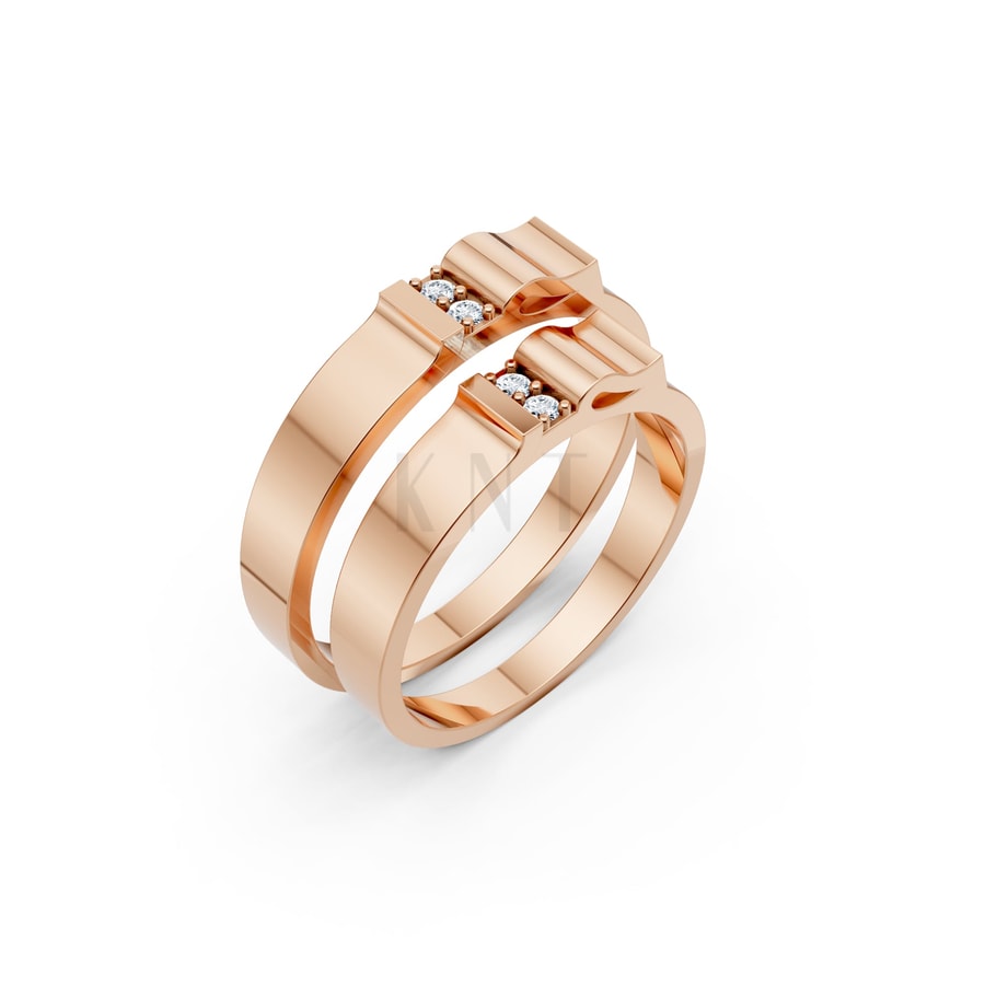 Nhẫn cưới S224 vàng hồng Rose Gold họa tiết ấn tượng, cá tính