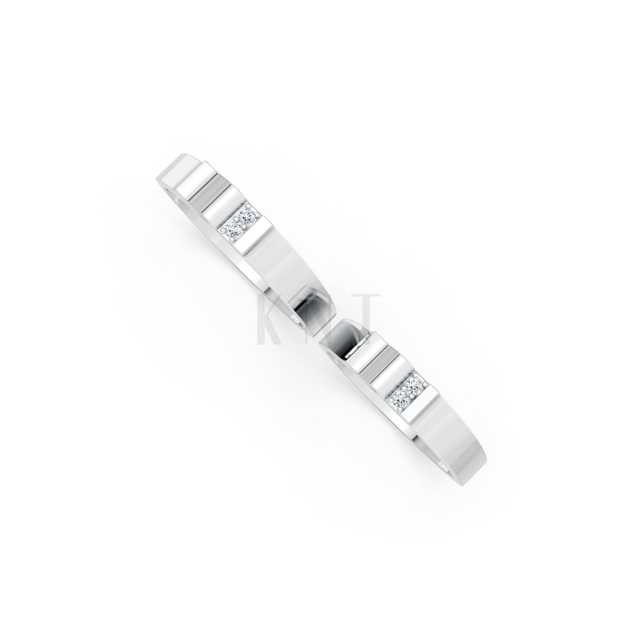 Nhẫn cưới S224 vàng trắng White Gold kiểu dáng cá tính, hiện đại