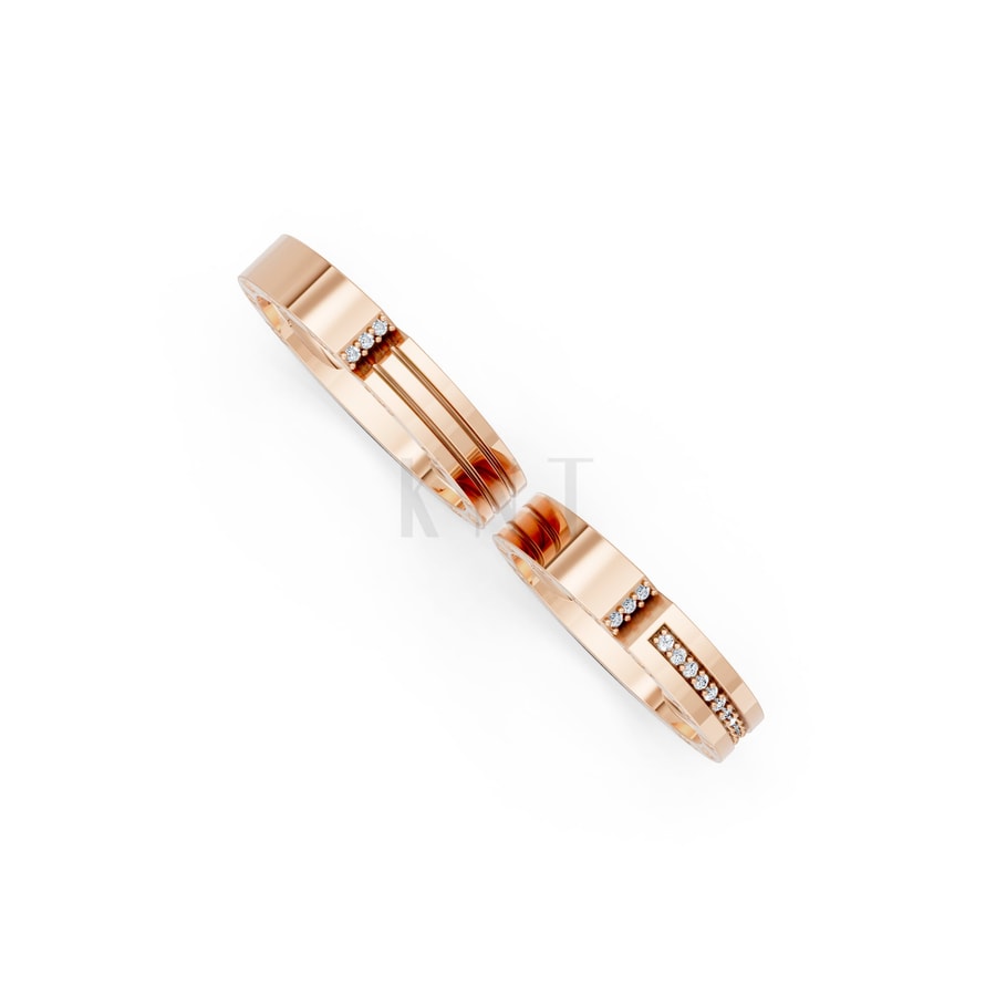 Nhẫn cưới S228 vàng hồng Rose Gold phong cách trẻ trung, nổi bật
