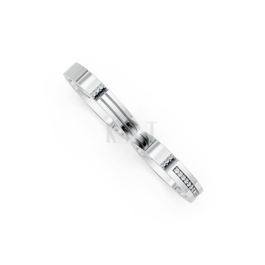 Nhẫn cưới S228 vàng trắng White Gold kiểu dáng cá tính, hiện đại