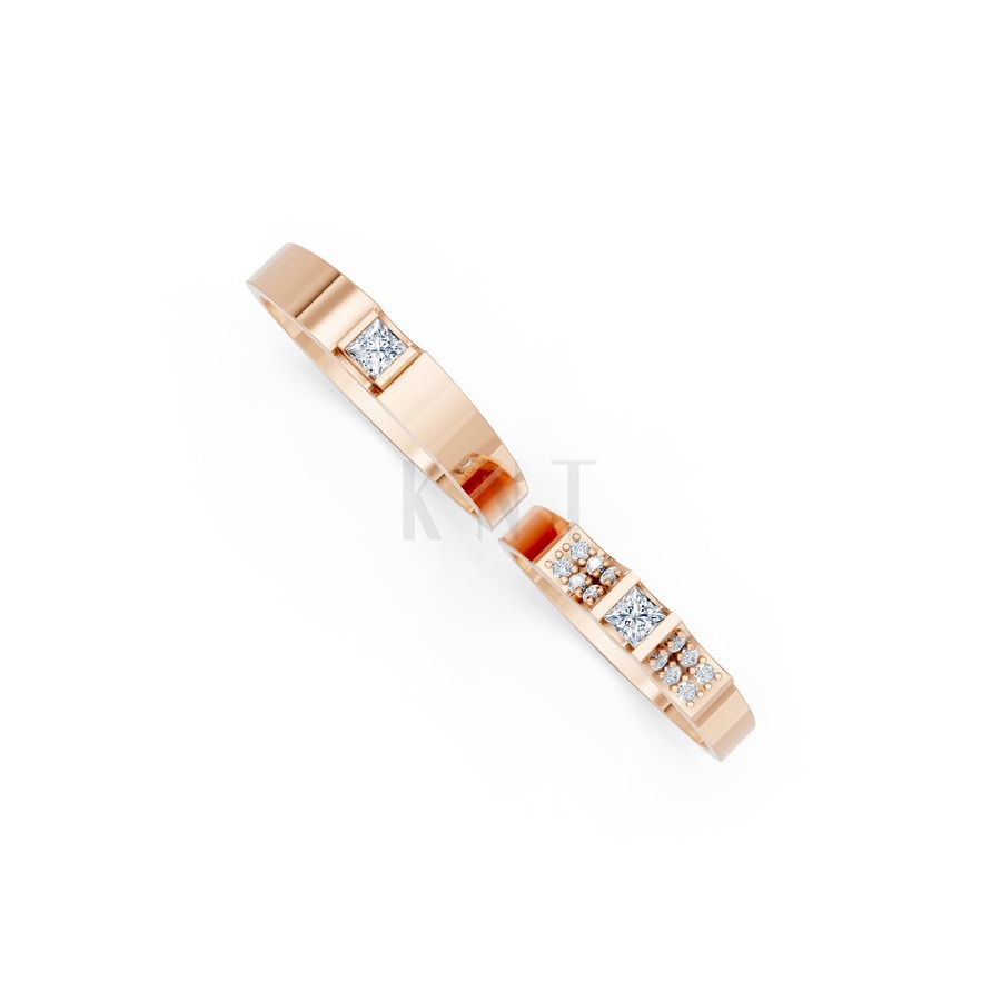 Nhẫn cưới S230 vàng hồng Rose Gold thiết kế đối xứng, phong cách, ấn tượng