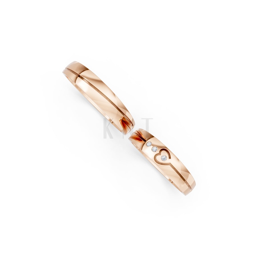 Nhẫn cưới S233 vàng hồng Rose Gold phong cách trẻ trung, nổi bật