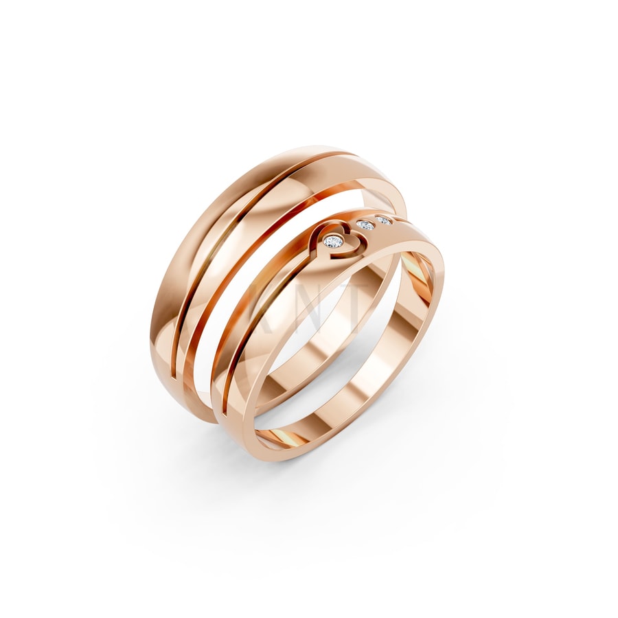 Nhẫn cưới S233 vàng hồng Rose Gold họa tiết ấn tượng, cá tính