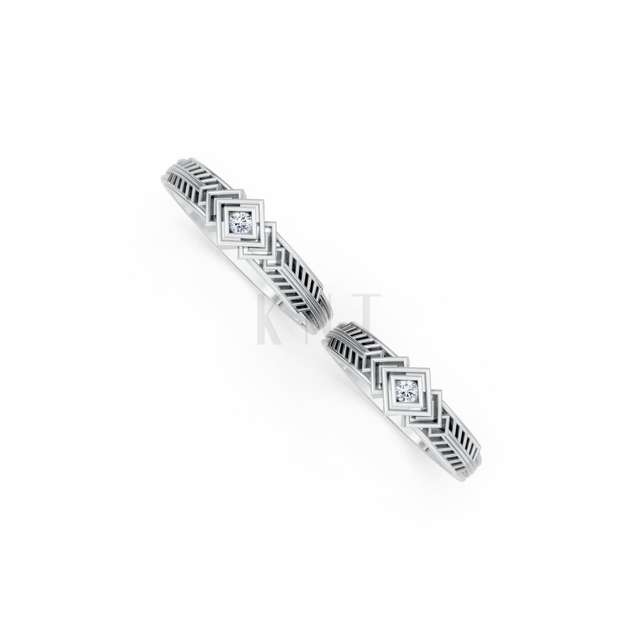 Nhẫn cưới S236 vàng trắng White Gold kiểu dáng cá tính, hiện đại