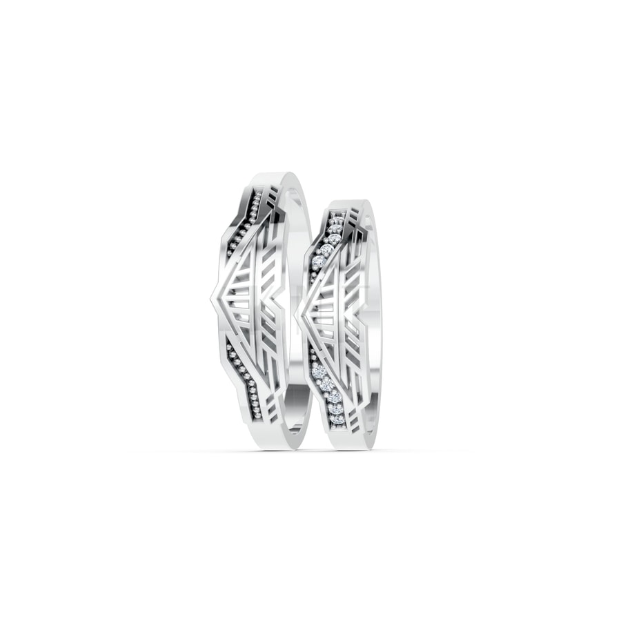 Nhẫn cưới S238 vàng trắng White Gold vàng sáng, đường nét sắc sảo, tinh tế