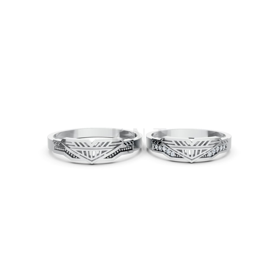 Nhẫn cưới S238 vàng trắng White Gold thiết kế trẻ trung, hiện đại