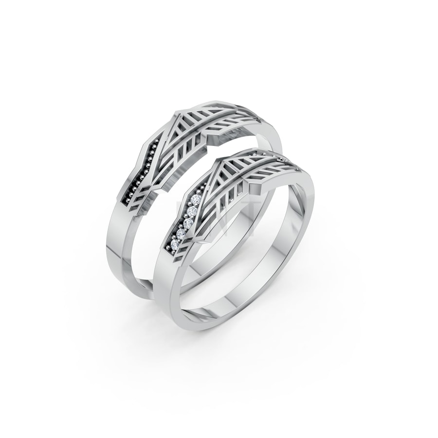 Nhẫn cưới S238 vàng trắng White Gold kiểu dáng hiện đại, nổi bật