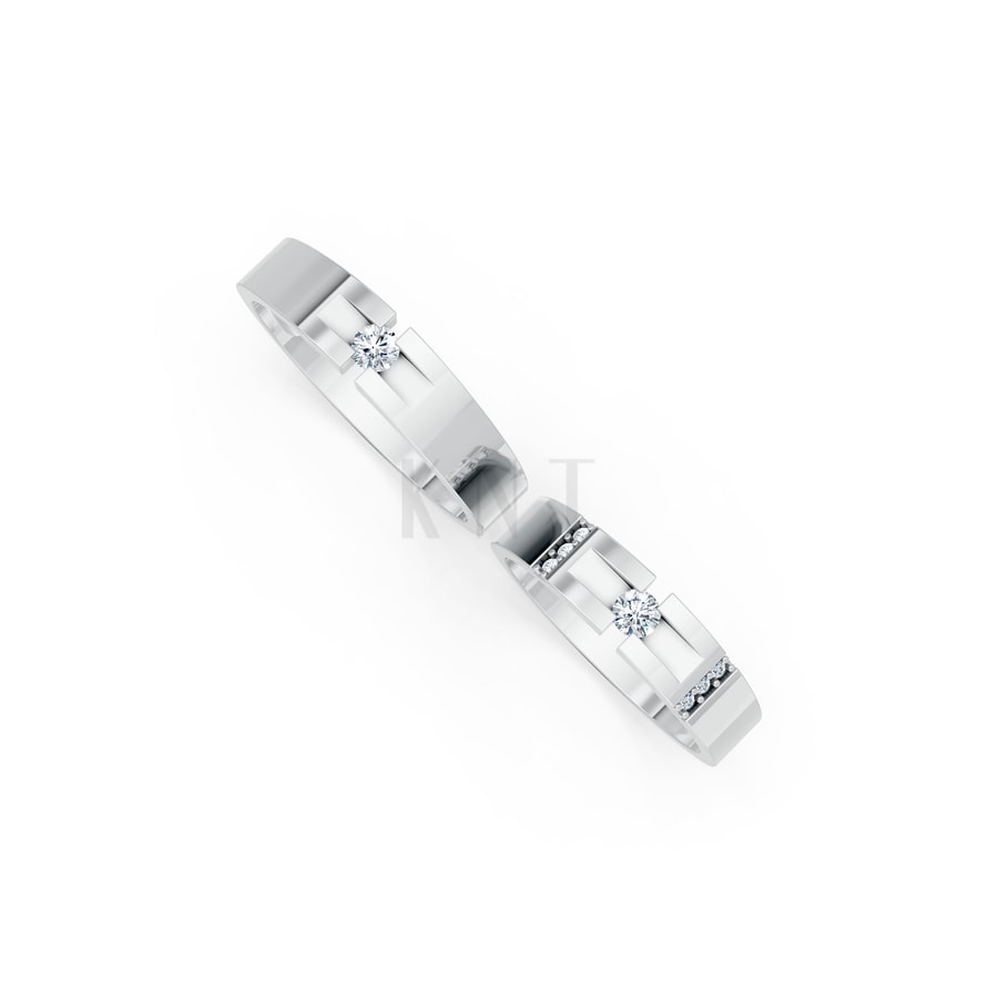 Nhẫn Cưới S69 vàng trắng White Gold kiểu dáng cá tính, hiện đại