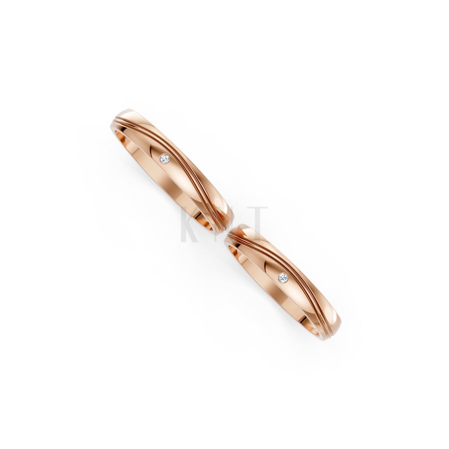 Nhẫn cưới TG1 vàng hồng Rose Gold vàng đẹp, kiểu dáng trẻ trung, độc đáo