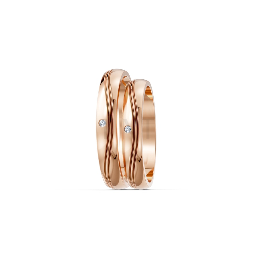 Nhẫn cưới TG1 vàng hồng Rose Gold phong cách trẻ trung, nổi bật