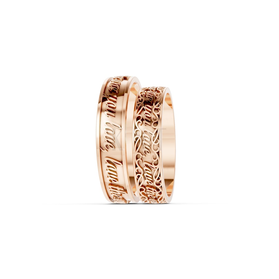 Nhẫn cưới TG14 vàng hồng Rose Gold thiết kế đối xứng, phong cách, ấn tượng