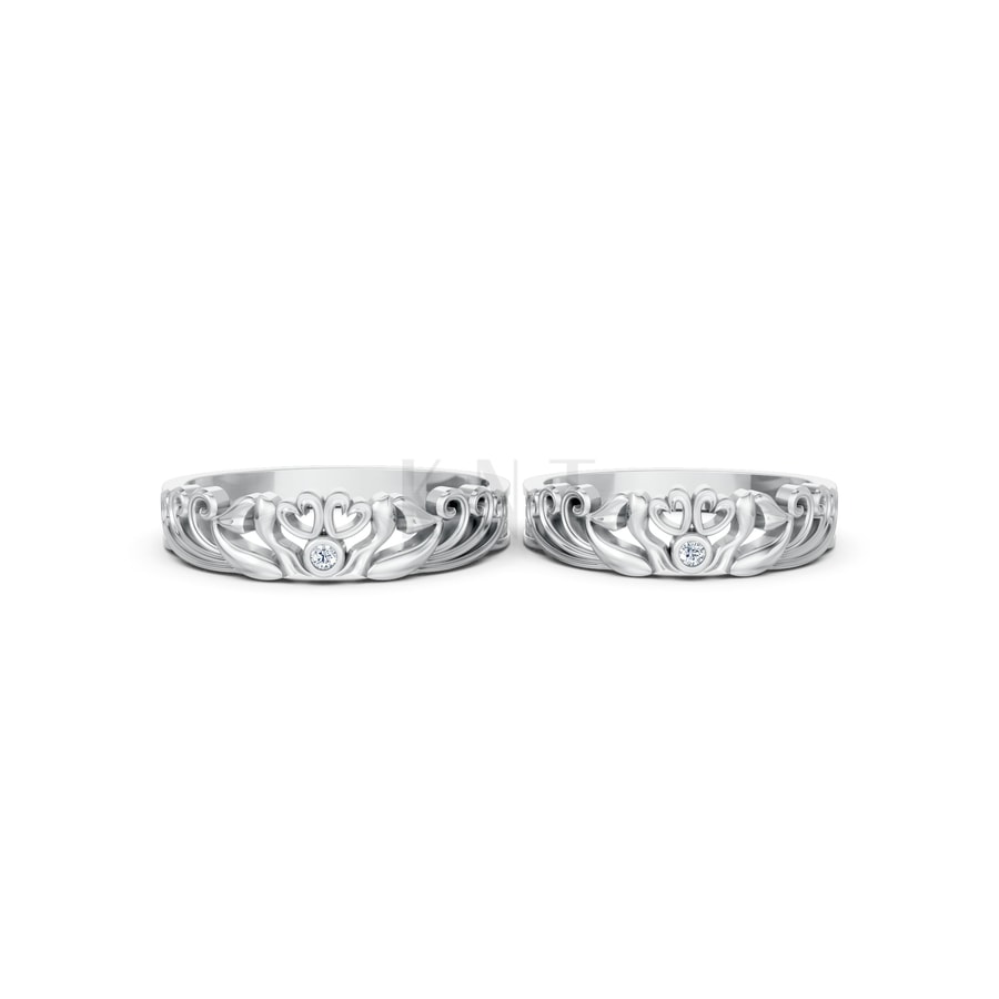 Nhẫn cưới TG17 vàng trắng White Gold thiết kế trẻ trung, hiện đại