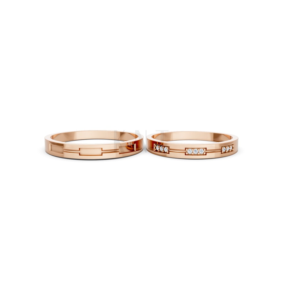 Nhẫn cưới TG18 vàng hồng Rose Gold phong cách trẻ trung, nổi bật