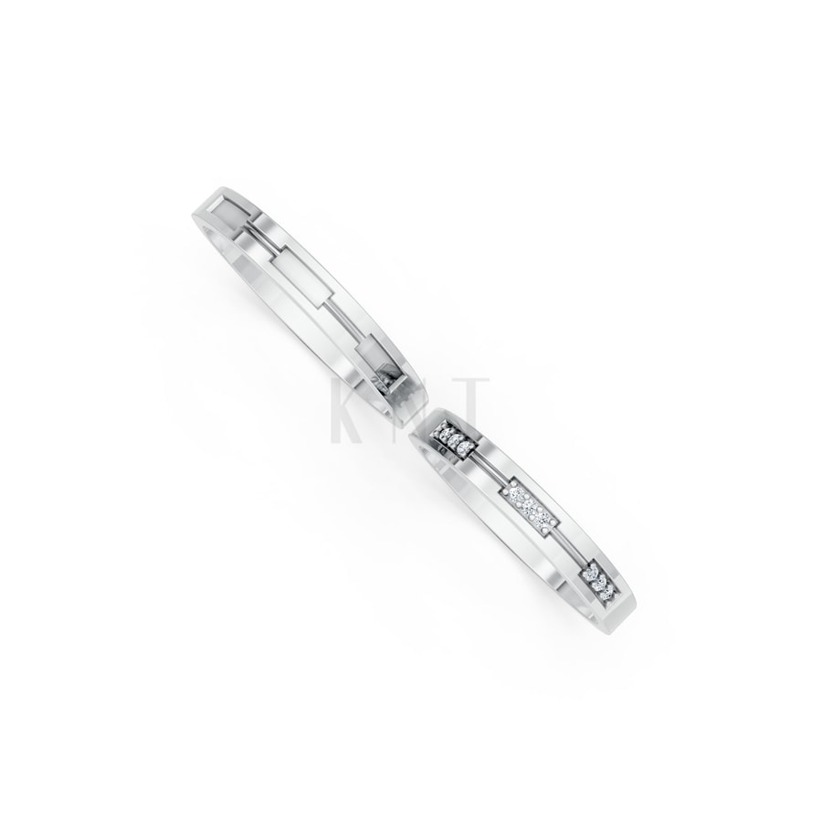 Nhẫn cưới TG18 vàng trắng White Gold vàng sáng, đường nét sắc sảo, tinh tế