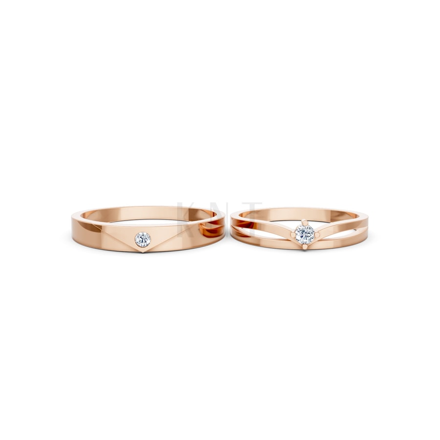 Nhẫn cưới TG21 vàng hồng Rose Gold vàng đẹp, kiểu dáng trẻ trung, độc đáo