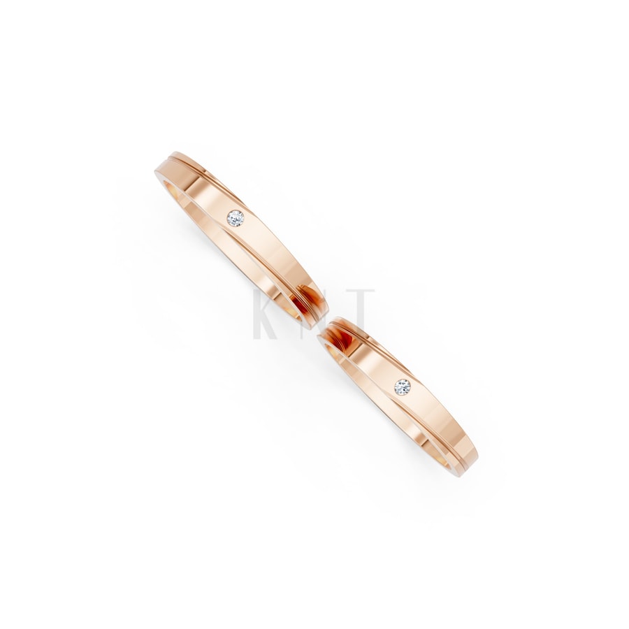 Nhẫn Cưới TG3 vàng hồng Rose Gold thiết kế đối xứng, phong cách, ấn tượng