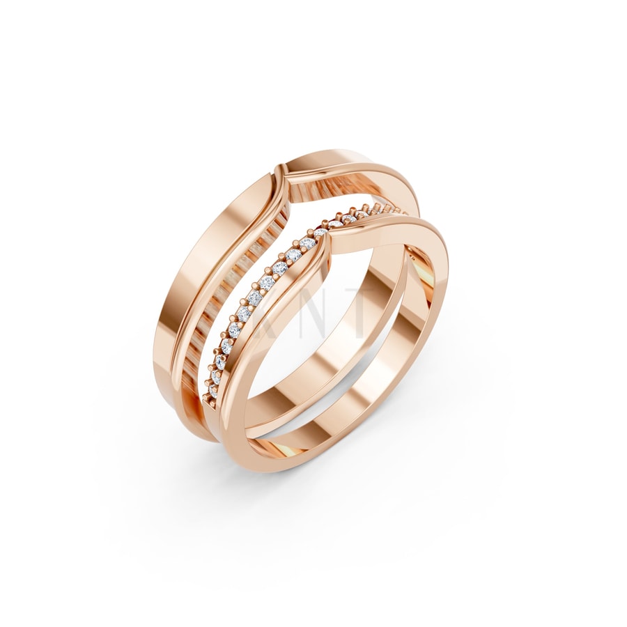 Nhẫn cưới TG4 vàng hồng Rose Gold họa tiết ấn tượng, cá tính