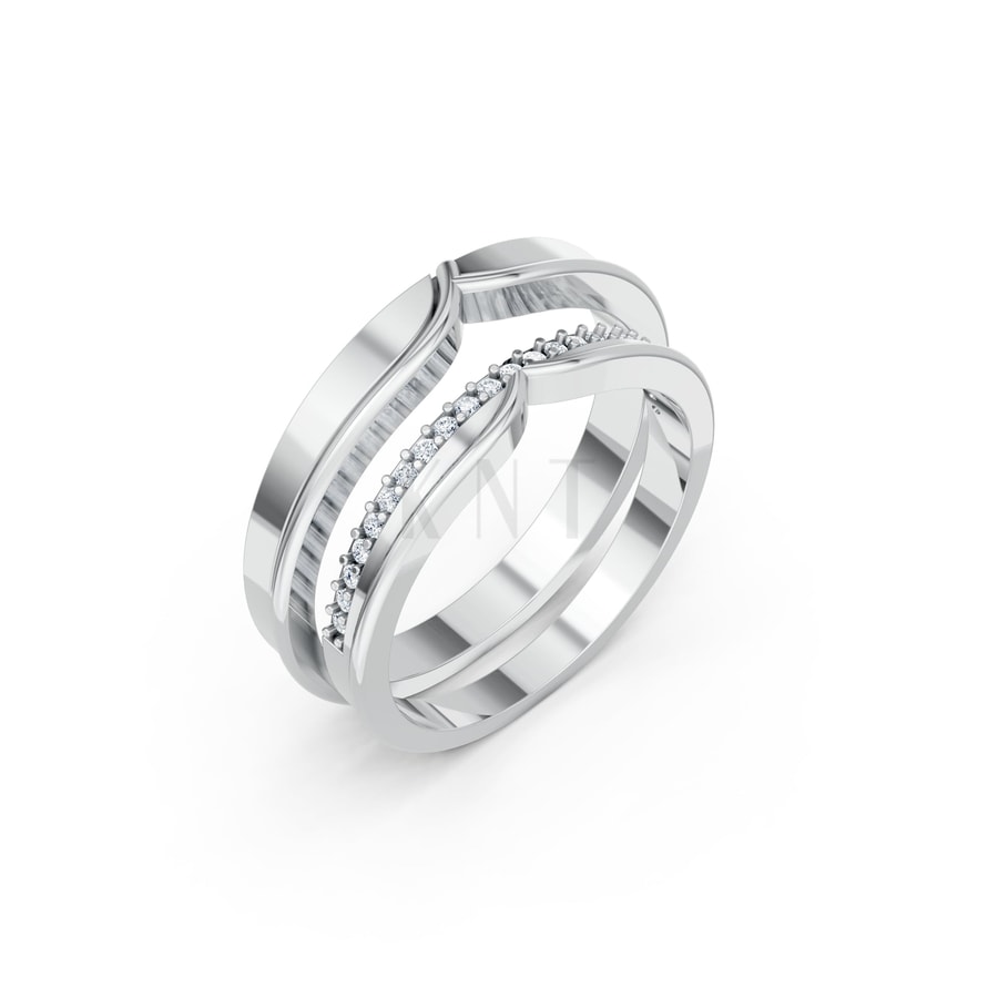 Nhẫn cưới TG4 vàng trắng White Gold kiểu dáng hiện đại, nổi bật