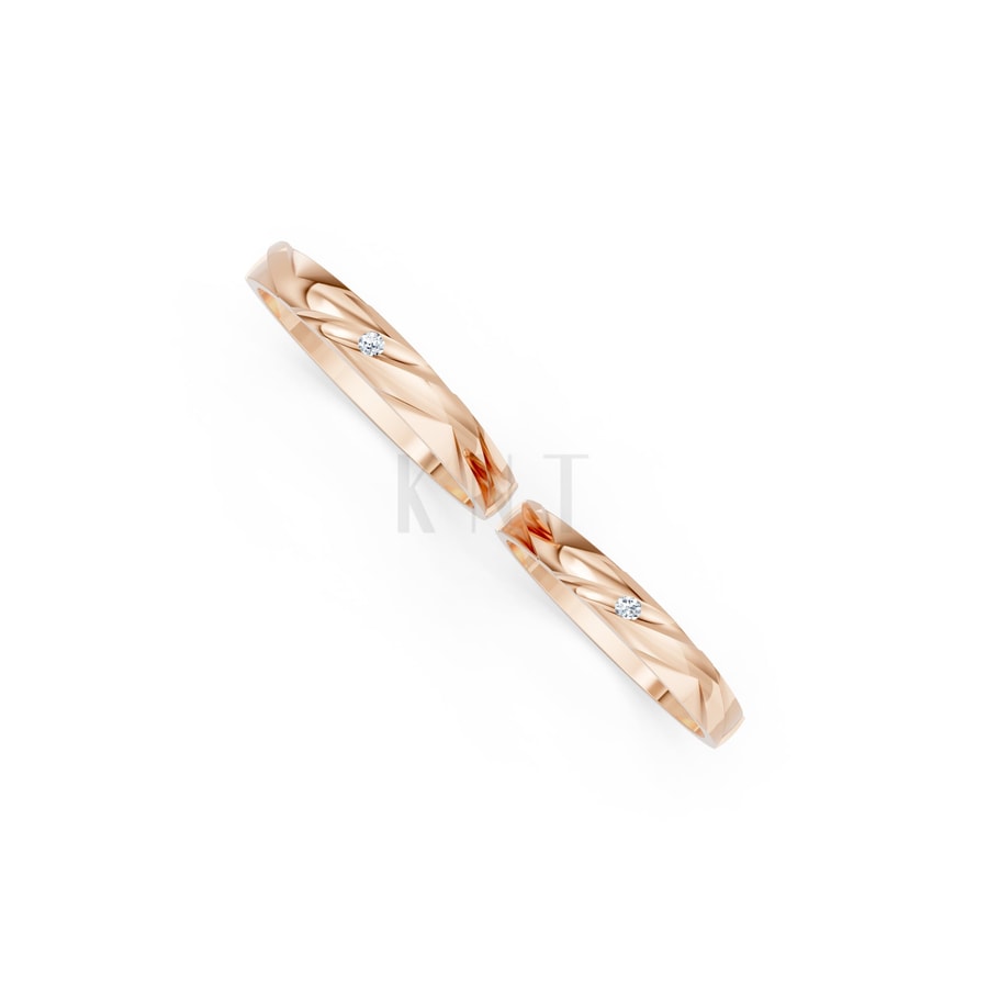 Nhẫn cưới TG6 vàng hồng Rose Gold thiết kế phá cách, sang trọng