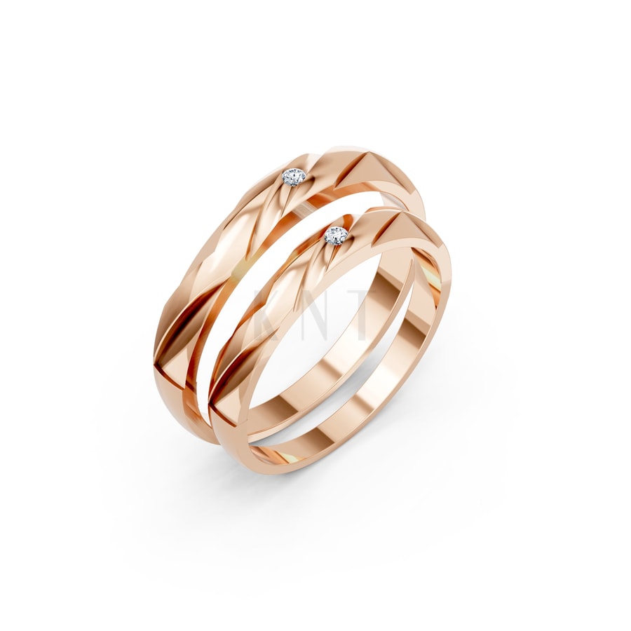 Nhẫn cưới TG6 vàng hồng Rose Gold họa tiết ấn tượng, cá tính